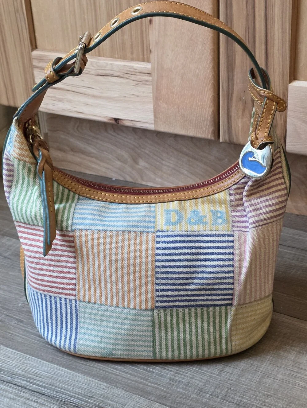 Dooney & Bourke Multicolor Seersucker Patchwork Hobo Bag